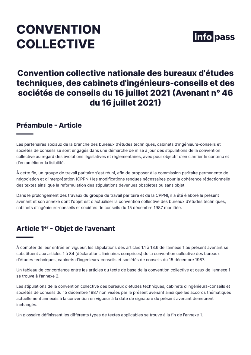 Document Convention collective d’entreprise : recherche et analyse