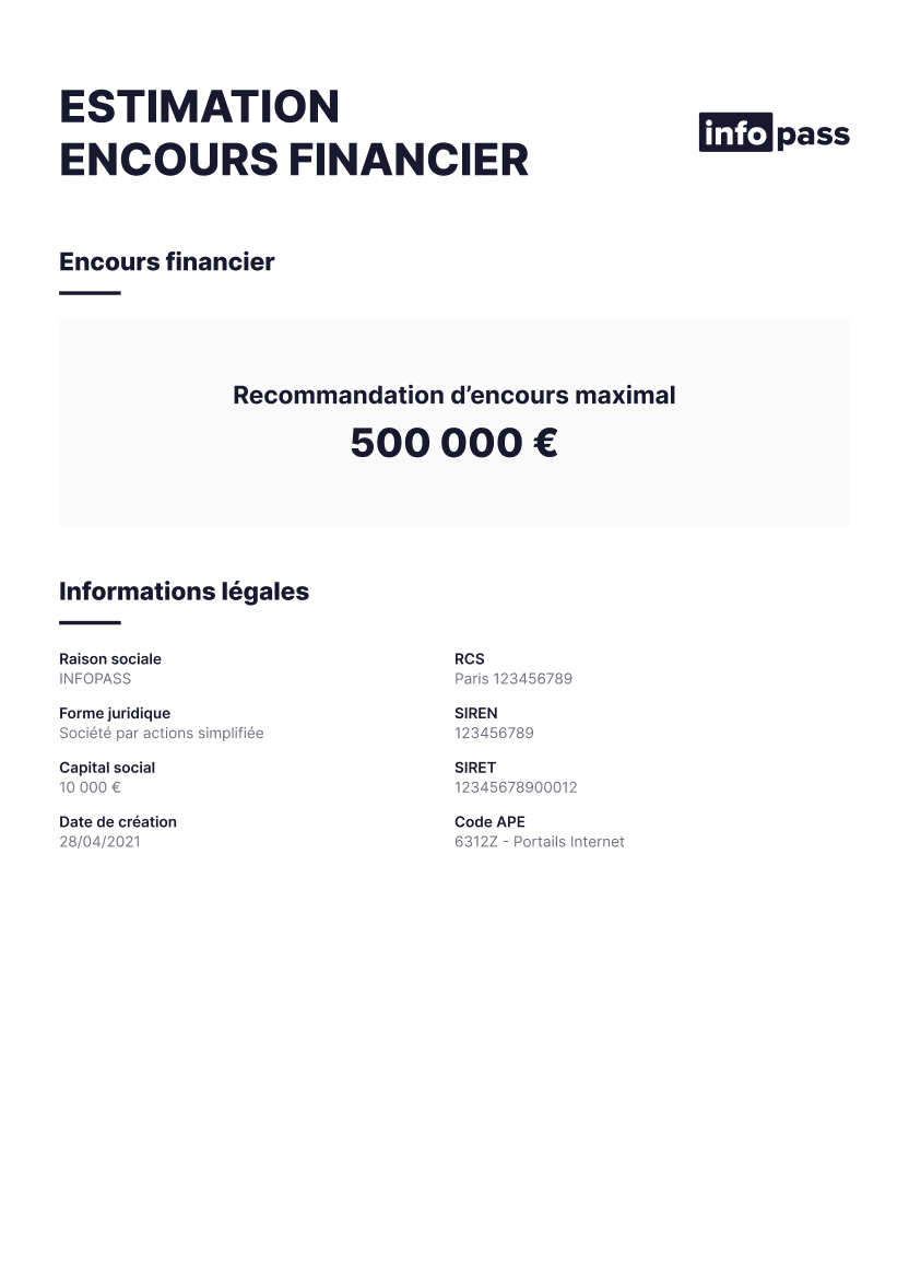 Document Estimation des encours financiers d’entreprise | Infopass