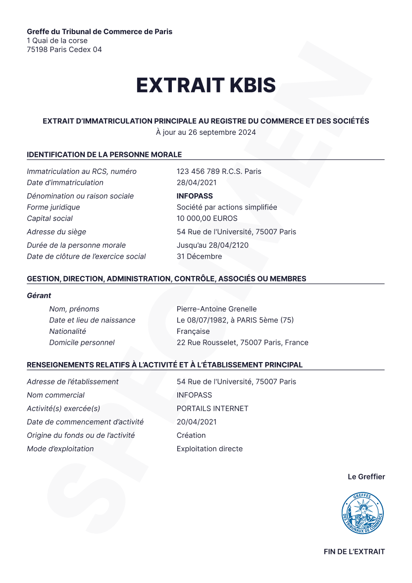 Document Extrait Kbis : consulter le document officiel d’entreprise